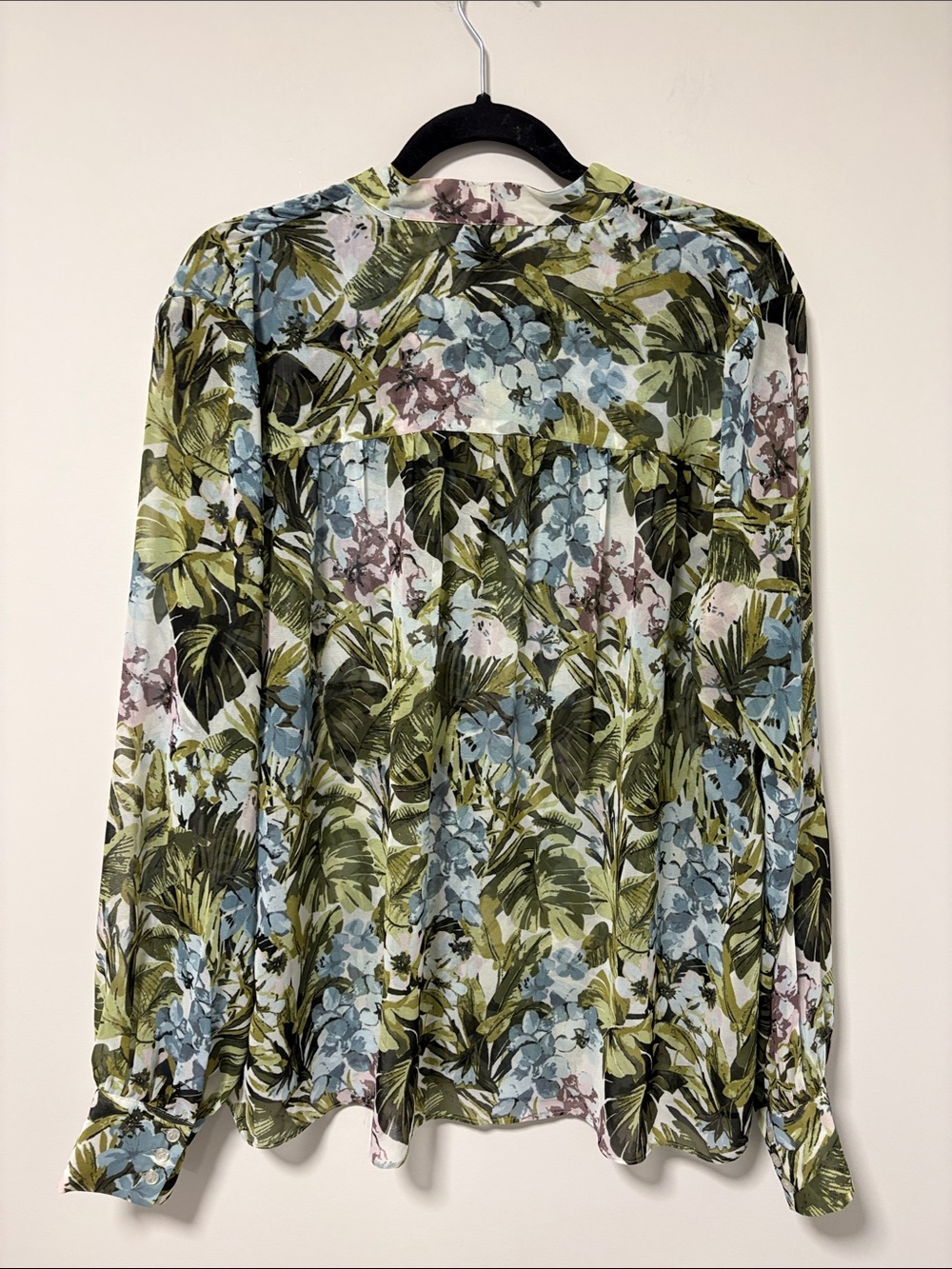 Pinko Green Multi Floral Tie-Neck Blouse - Picture 6 of 8